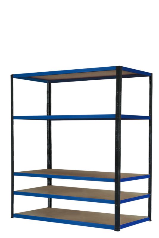 Regał metalowy MODO24 magazynowy grafitowo-niebieski helios 213x150x30cm 5 półek po 275 kg 1 szt.