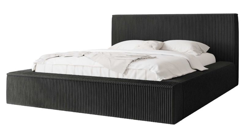 Łóżko tapicerowane MIRJAN 24 z pojemnikiem Glexi Sztruks 160x200 czarny sztruks 1 szt.