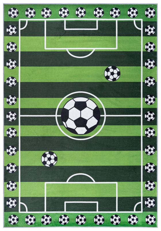 Dywan dziecięcy 80x150cm Flannel JXH301 Mazovia - zielony, boisko, na ogrzewanie podłogowe, 1szt.
