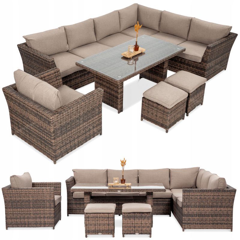 Narożnik technorattan MONIZ DINING PLUS Brown 1 szt