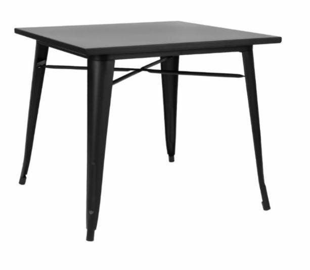 Stół industrialny Paris do jadalni i kuchni INTESI czarny metalowy nowoczesny 80x80 cm 1 szt.