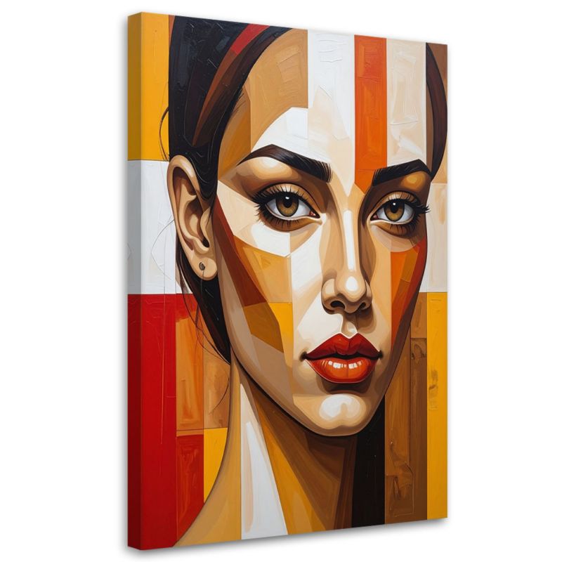 Obraz do salonu sypialni Feeby Kobieta portret pomarańczowy czerwony 80x120cm 1szt