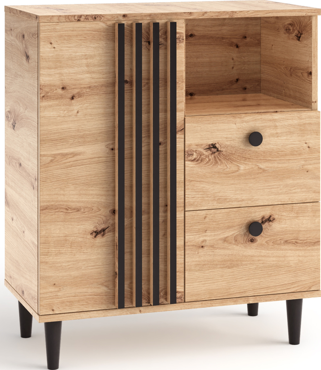 Komoda 80 cm z szufladami do salonu LERON dąb artisan
