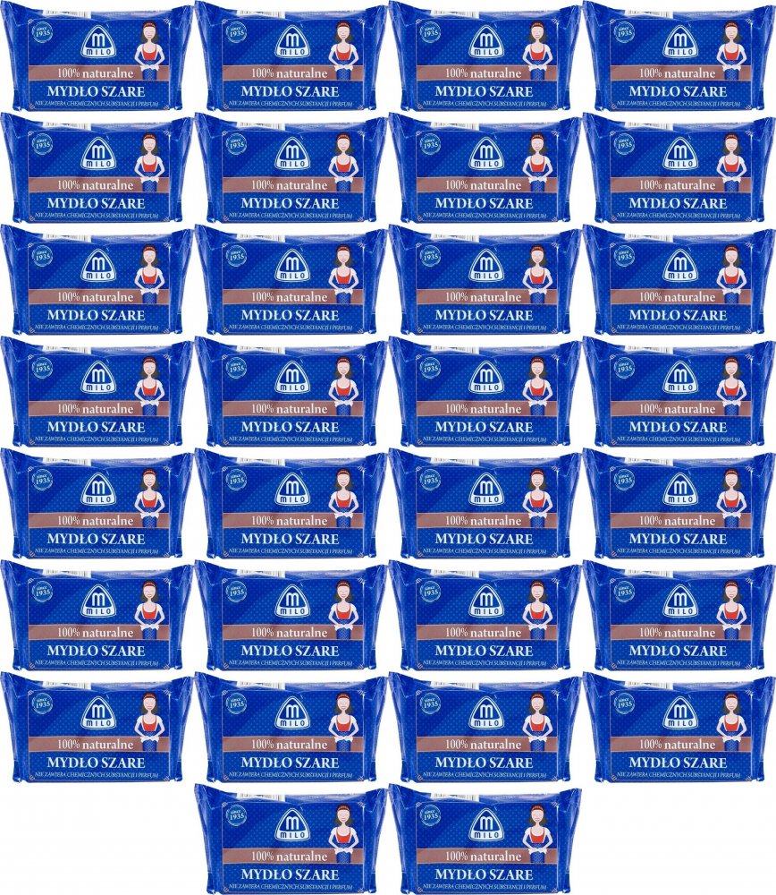 33x Mydło w kostce szare Mattes Milo, naturalne, 175g