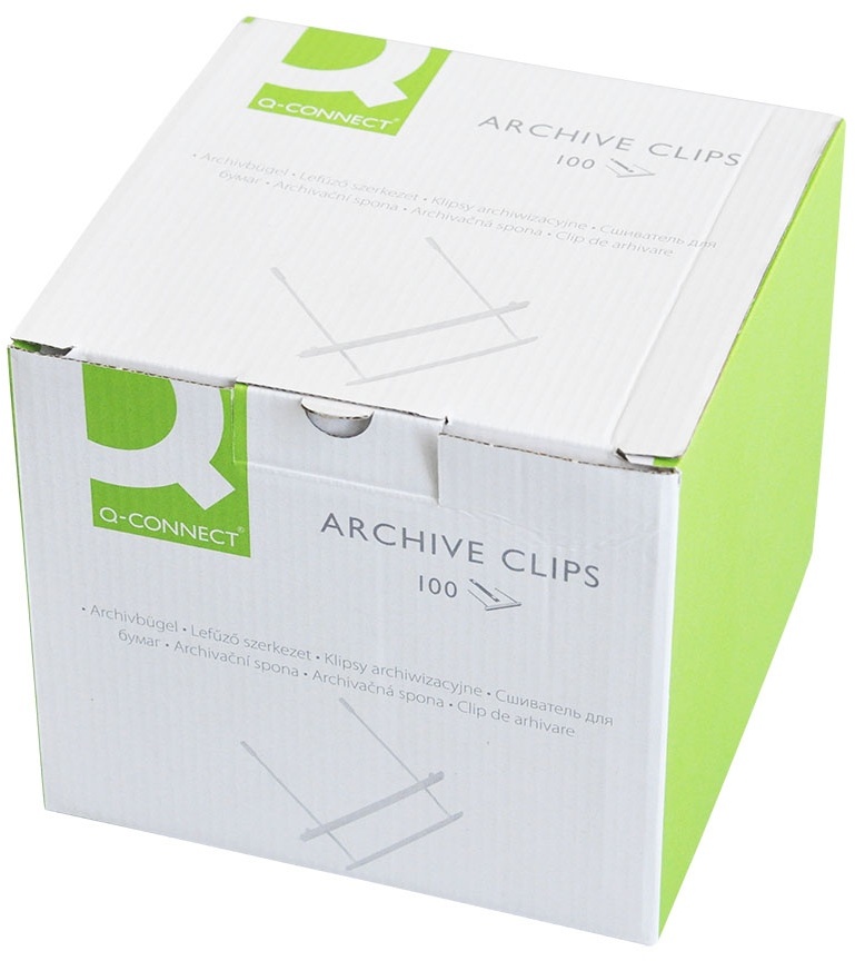 100x Klips archiwizacyjny Q-Connect Z-Clip, 70 mm, 1 sztuka, biały