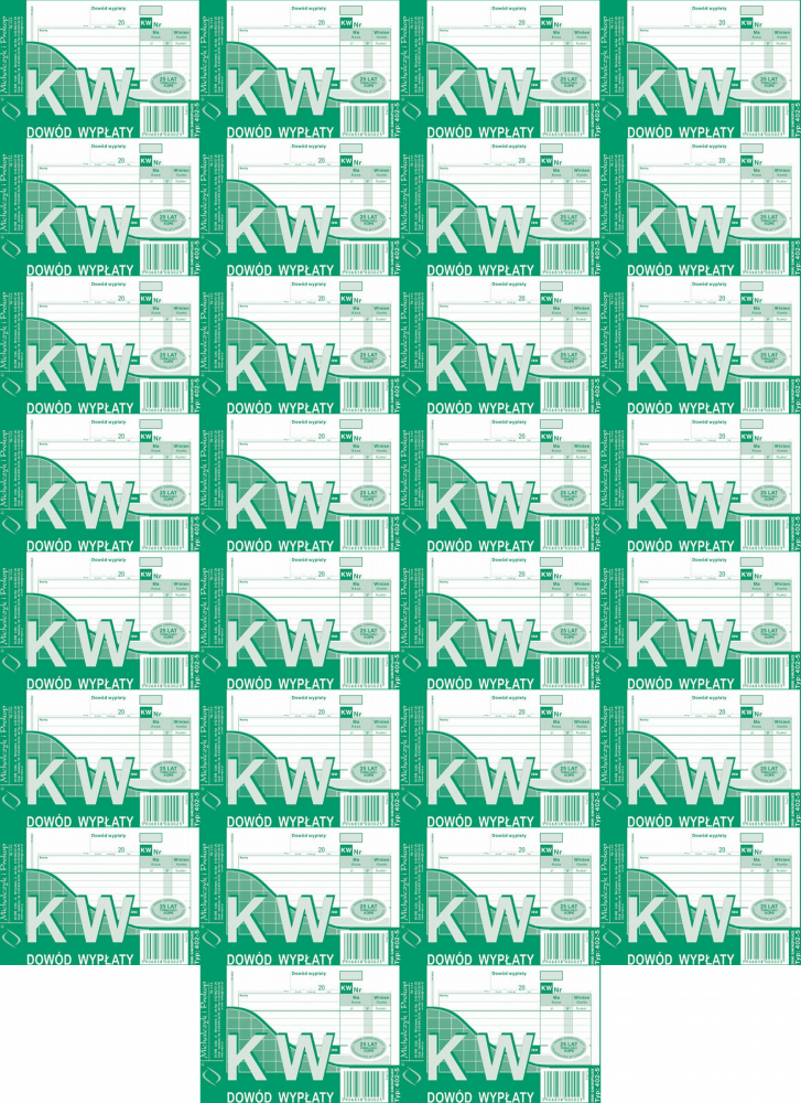 50x Druk akcydensowy KW Dowód wypłaty MiP 402-5, A6, wielokopia, 80k