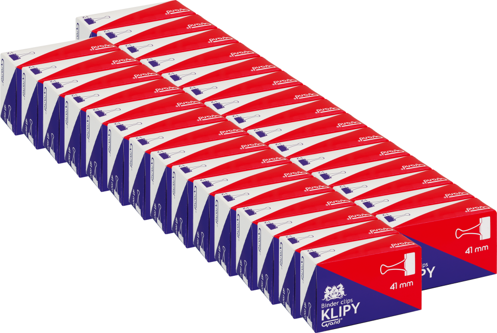 30x Klip biurowy Grand, 41 mm, 12 sztuk, czarny