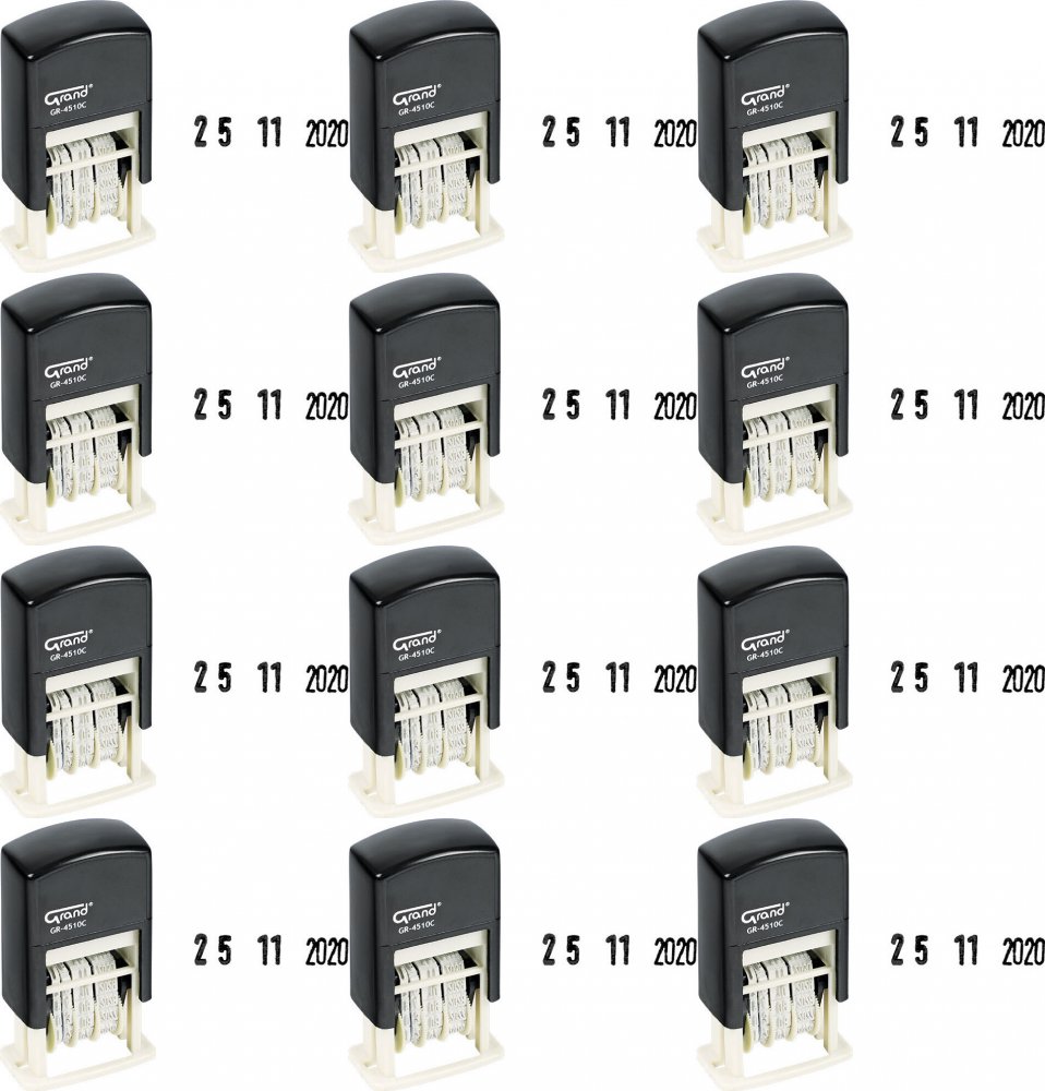12x Datownik samotuszujący Grand GR-4510C, wersja cyfrowa, wkład czarny