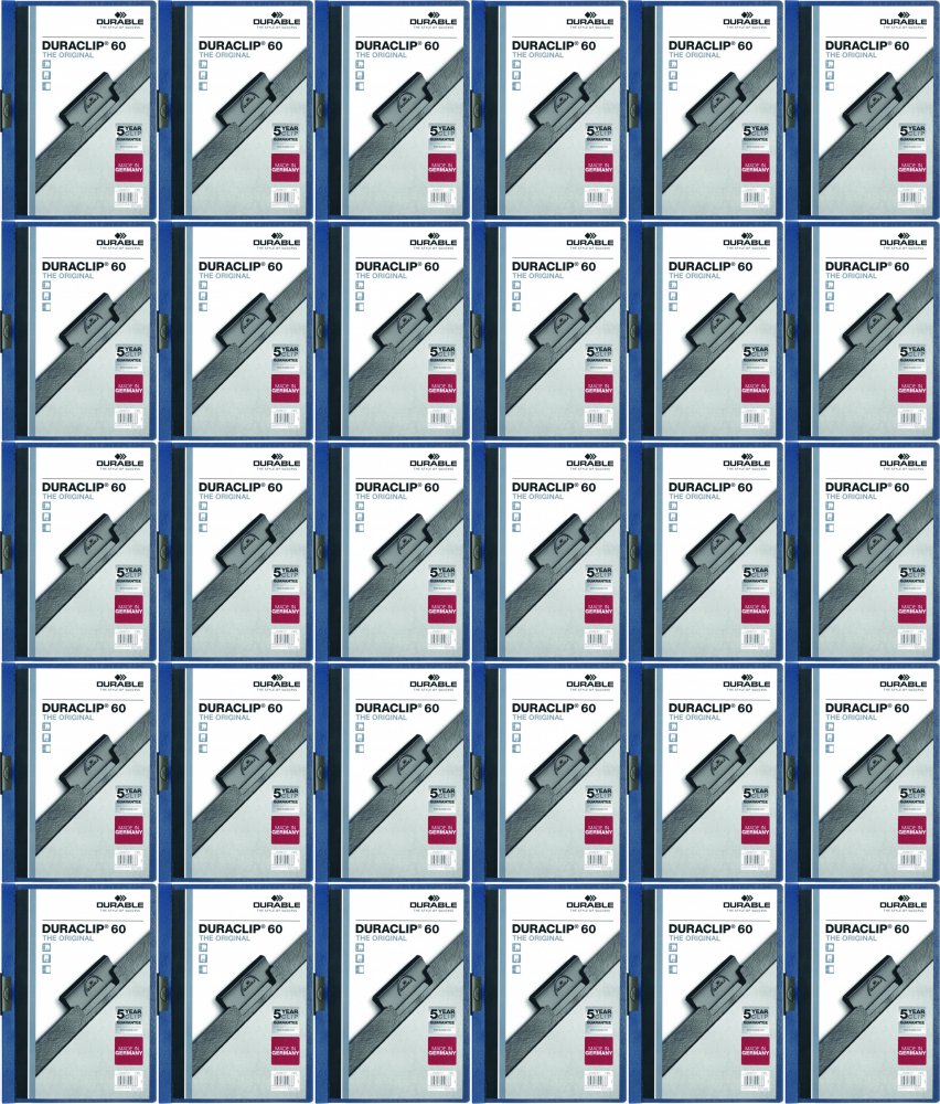 50x Skoroszyt plastikowy z klipsem Durable DuraClip, A4, do 60 kartek granatowy