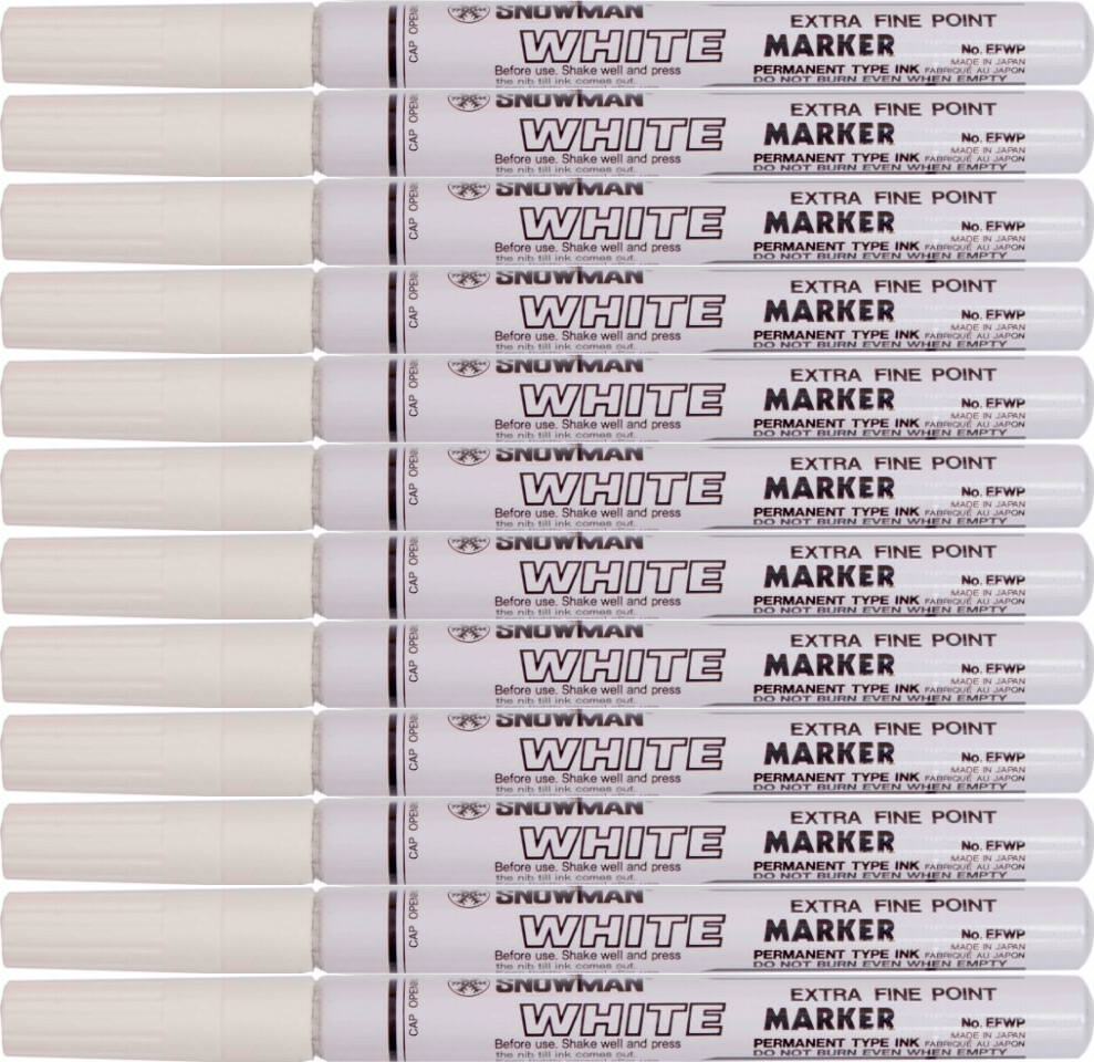 12x Marker olejowy Snowman, cienki, okrągła, biały