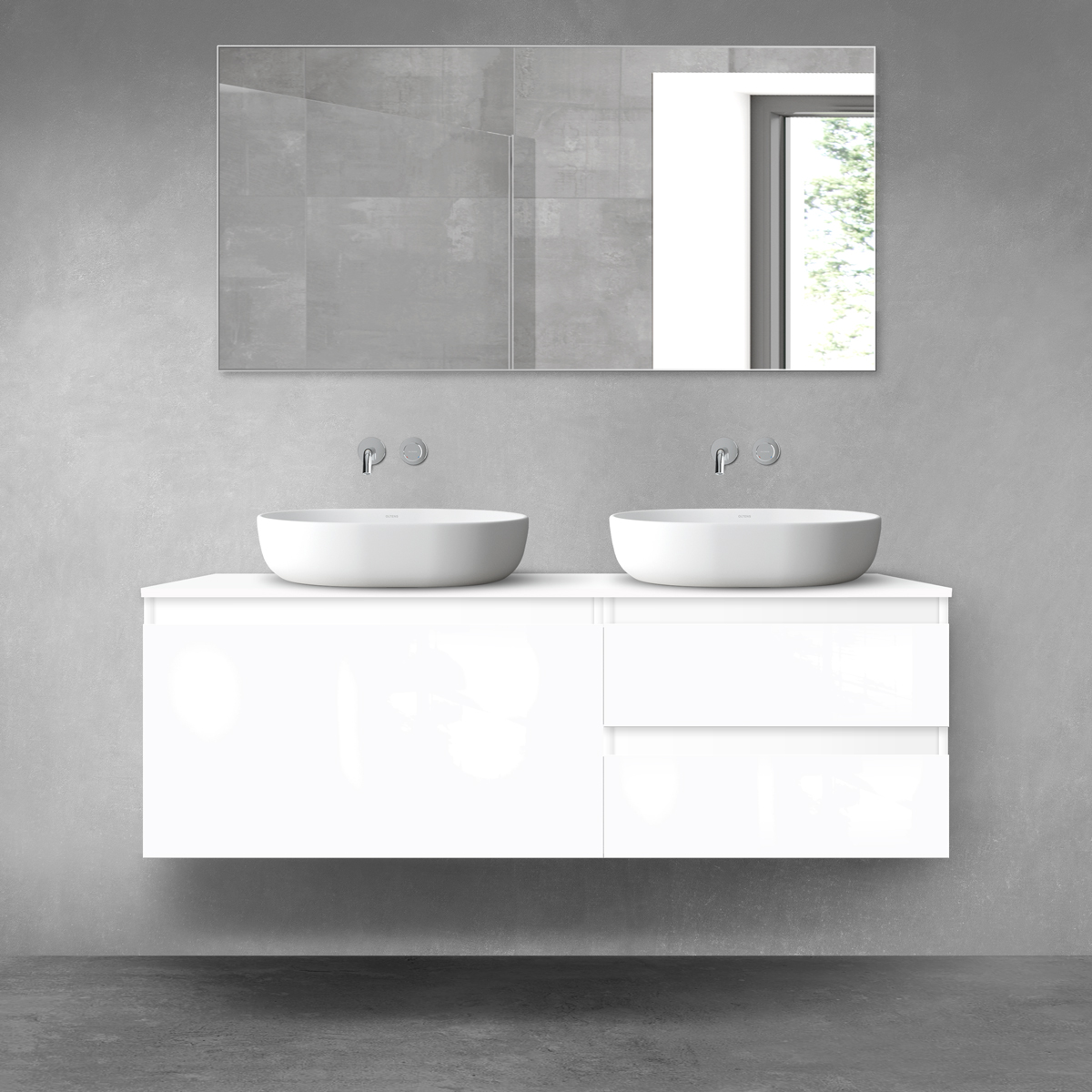 Oltens Vernal zestaw mebli łazienkowych 140 cm z blatem biały połysk 68296000 - Wysyłka w 24h