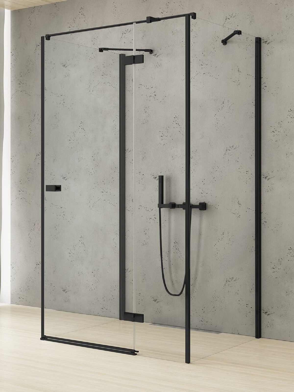 New Trendy Reflexa Black kabina prysznicowa 100x80 cm prostokątna prawa czarny mat/szkło przezroczyste EXK-5024