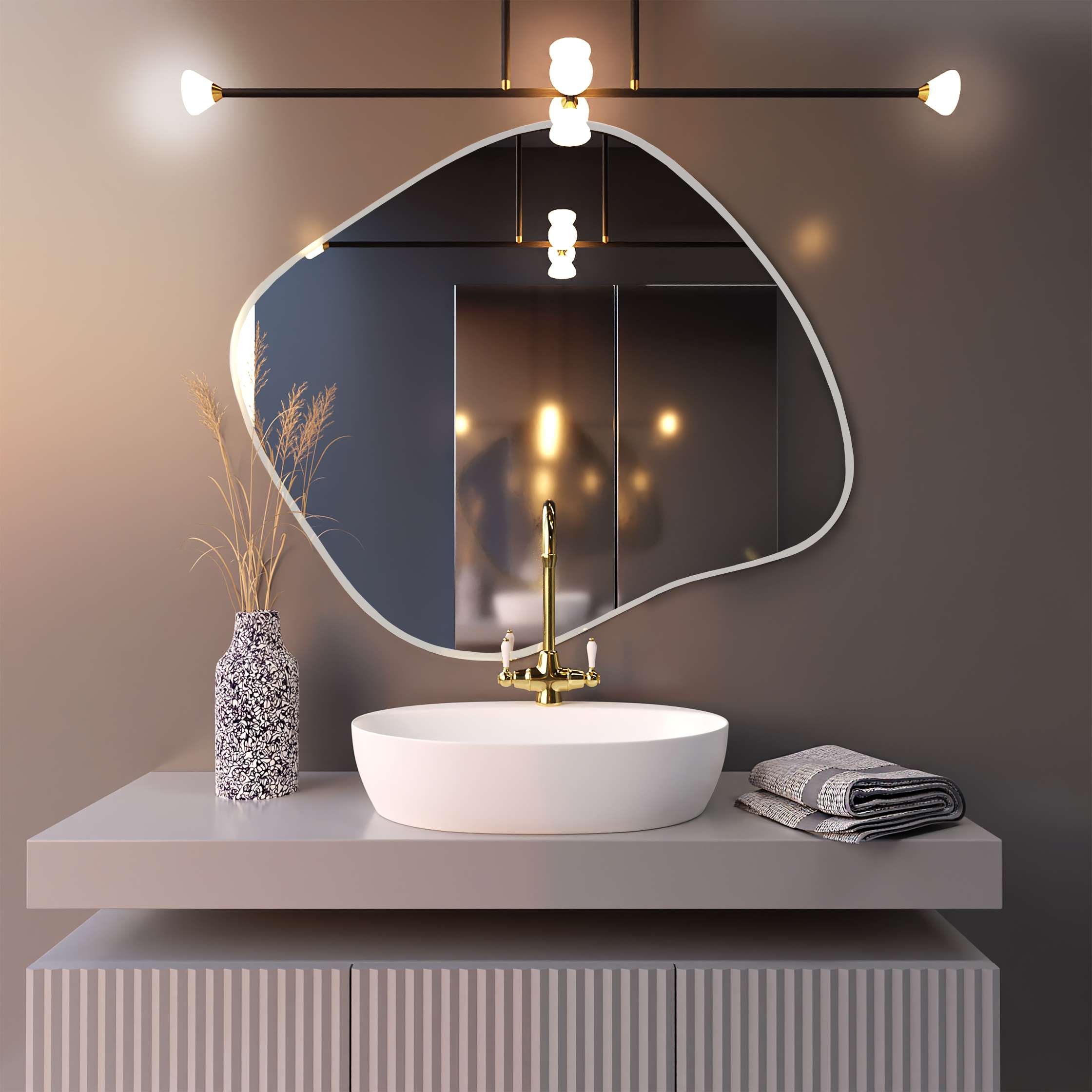 Baltica Design Tiny Borderbright Stain III lustro 60x52 cm z oświetleniem LED białe barwa ciepła