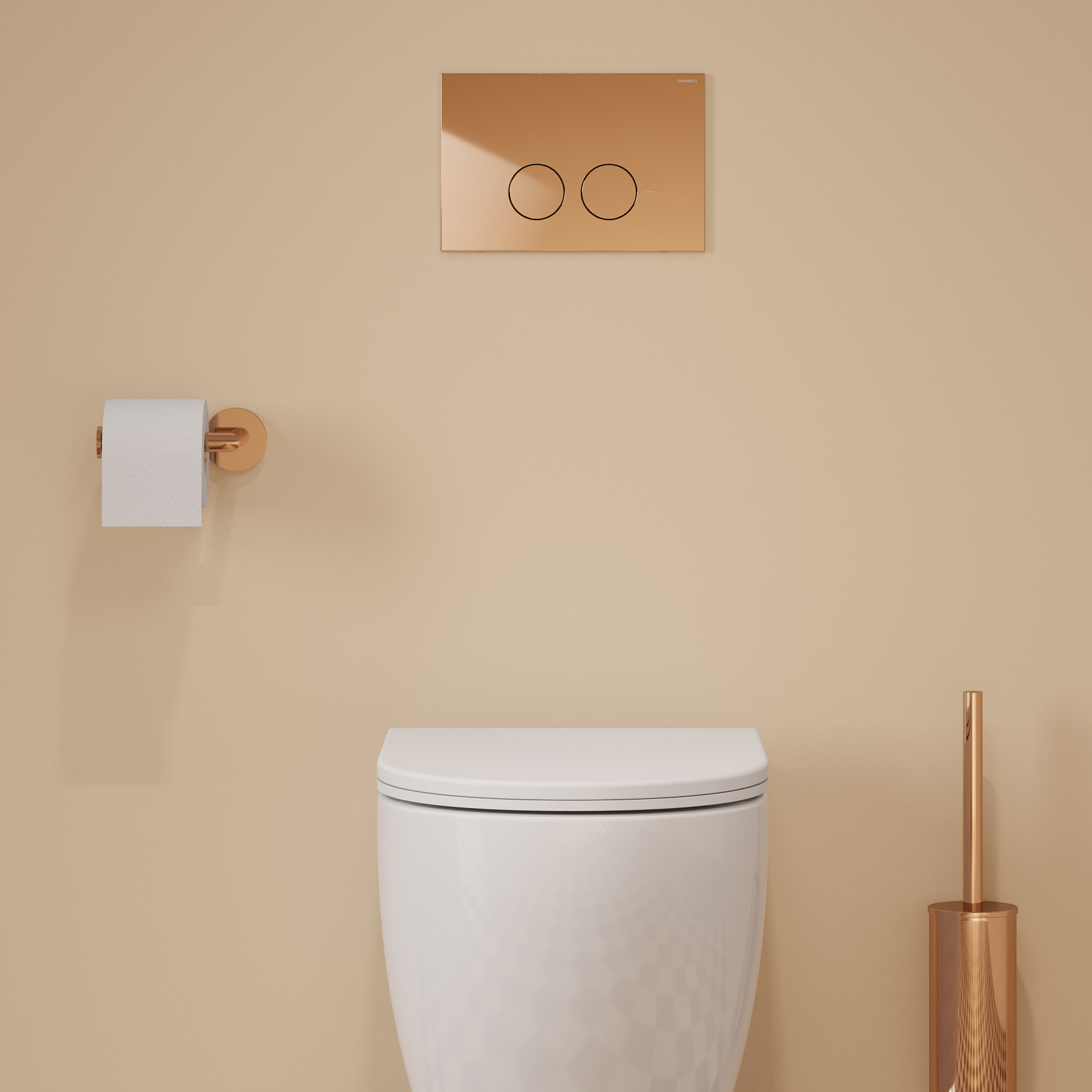 Omnires Eco Flush Set Strongframe + Minimal stelaż podtynkowy z przyciskiem spłukującym miedź połysk do miski WC wiszącej ... - Wysyłka w 24h