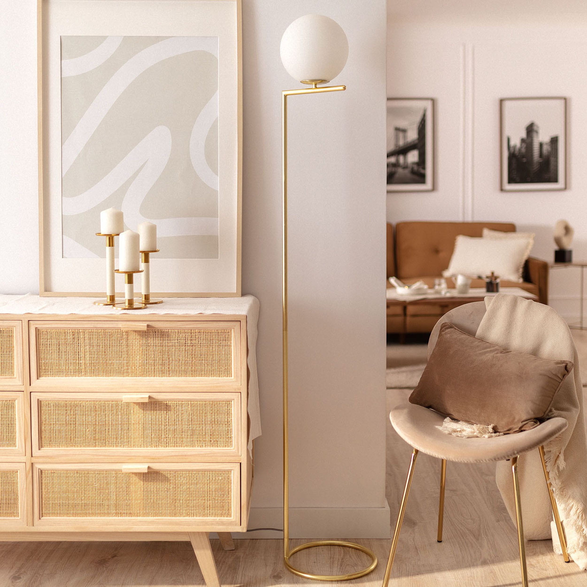 Abruzzo Home lampa stojąca 1x20W złoty/biały ABR-LSHH-E27