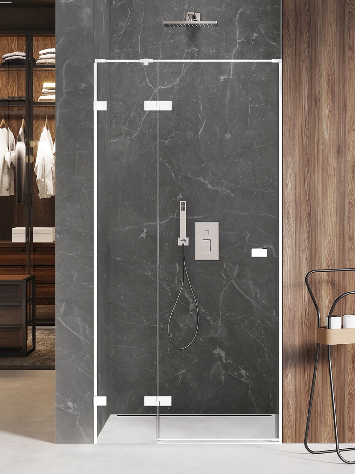 New Trendy Avexa White drzwi prysznicowe 140 cm wnękowe lewe biały mat/szkło przezroczyste EXK-2699