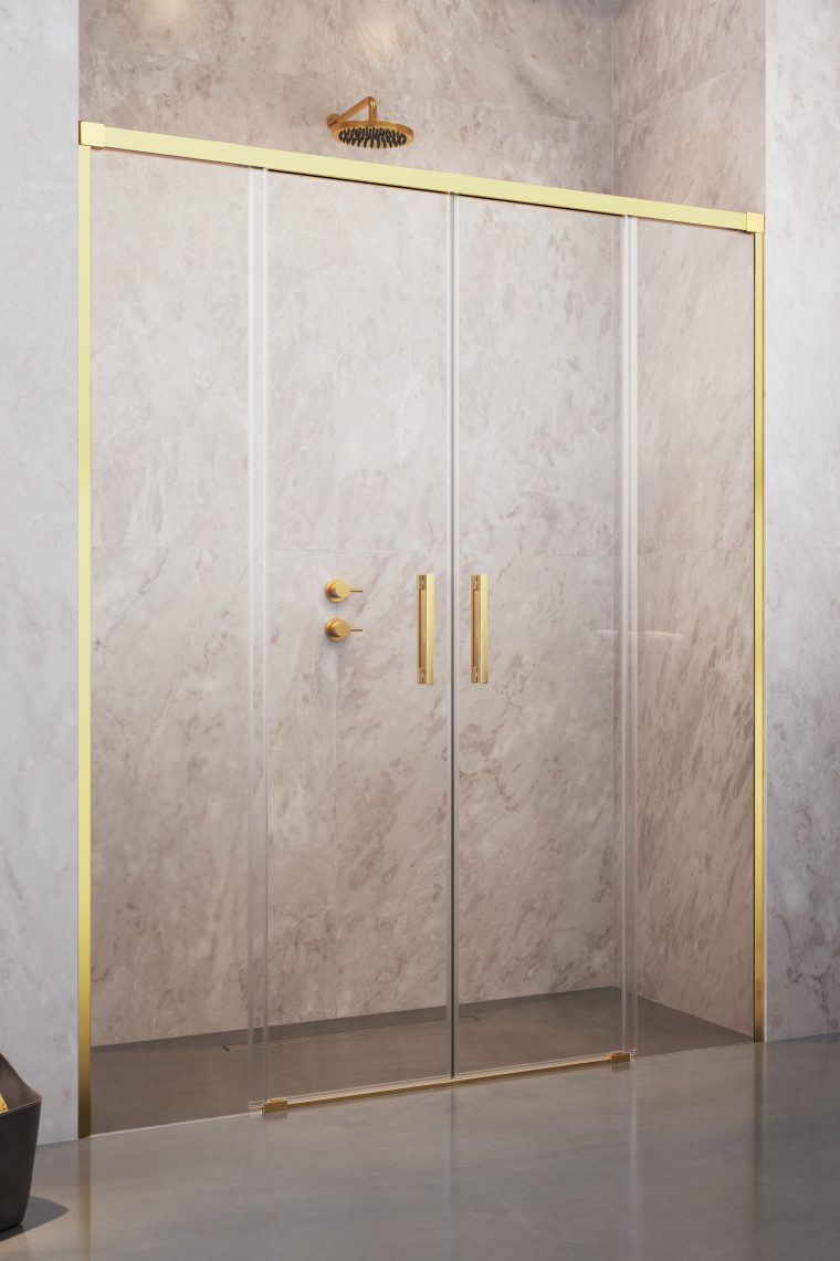 Radaway Idea DWD drzwi prysznicowe 170 cm wnękowe dwuskrzydłowe złote/szkło przezroczyste 387127-09-01 - Wysyłka w 24h