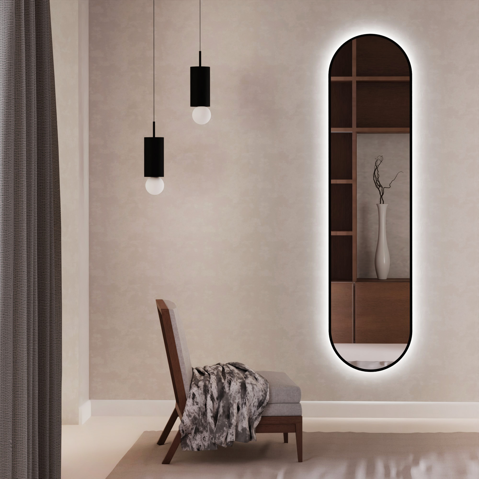 Baltica Design Tiny Border Pastille Bright lustro 50x100 cm owalne czarne barwa zimna