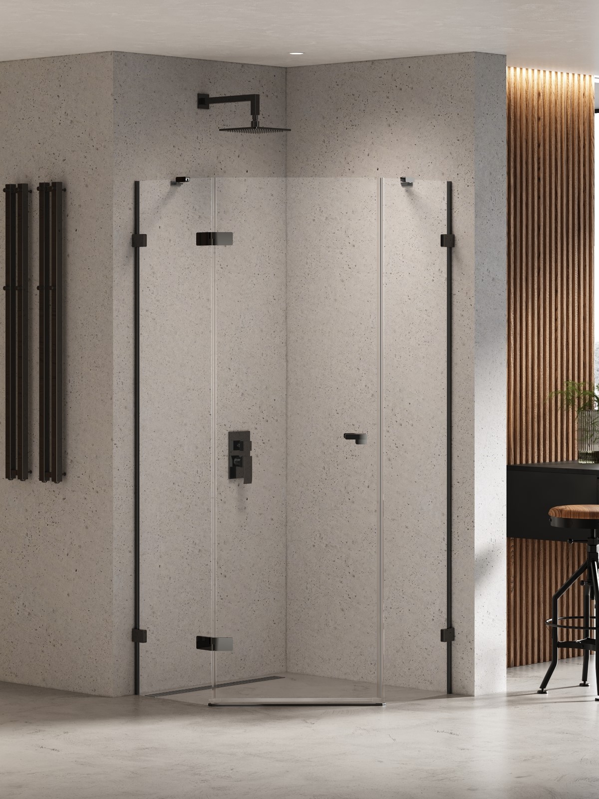 New Trendy Eventa Black Chrome kabina prysznicowa 90x90 cm prawa czarny chrom połysk/szkło przezroczyste EXK-6291