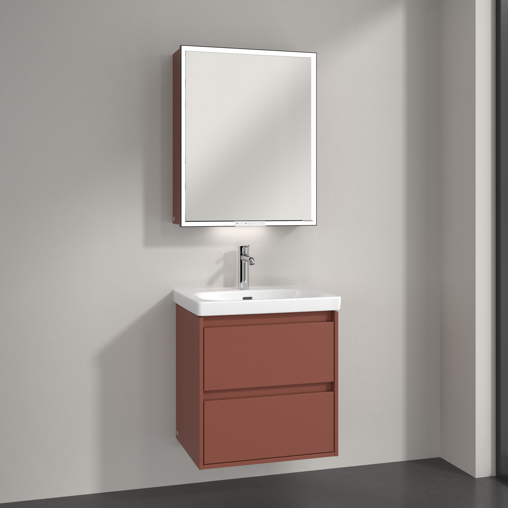 Villeroy & Boch My View+ szafka 60x16,8x75 cm z lustrem lewa Wine Red B4816LAH