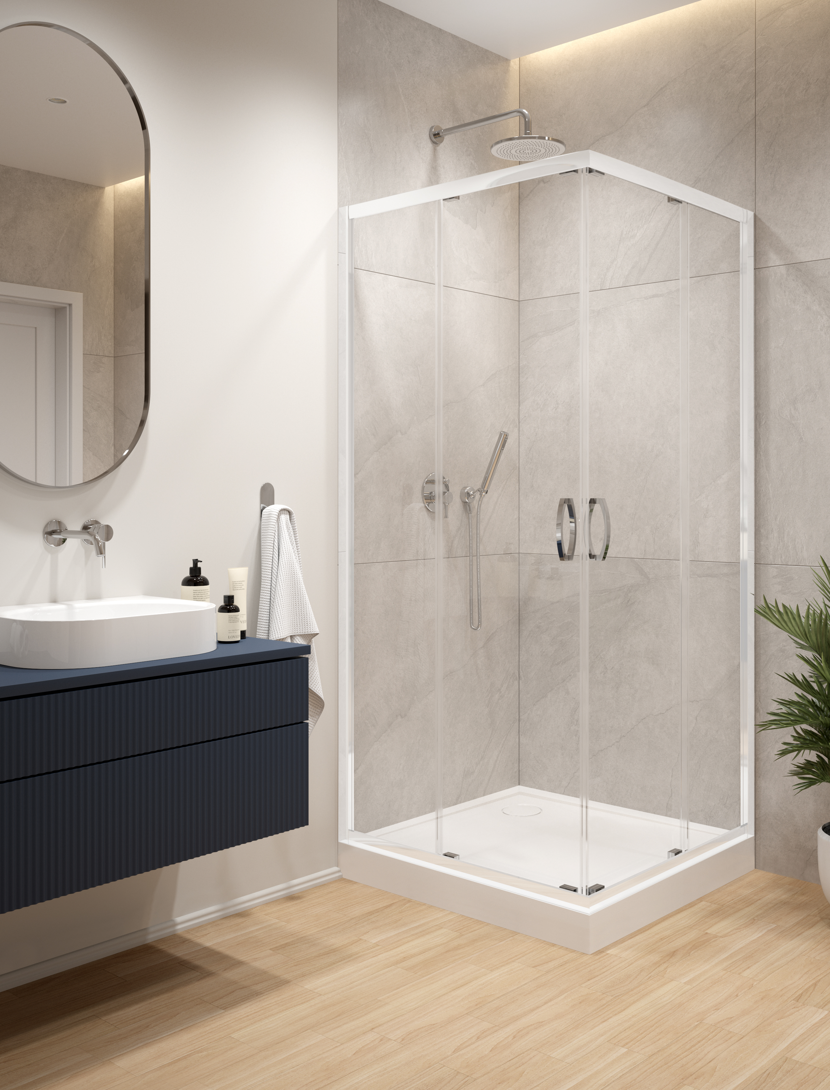 Sanplast Fris kabina prysznicowa 90x90 cm kwadratowa biały połysk/szkło przezroczyste 600-330-0060-01-400