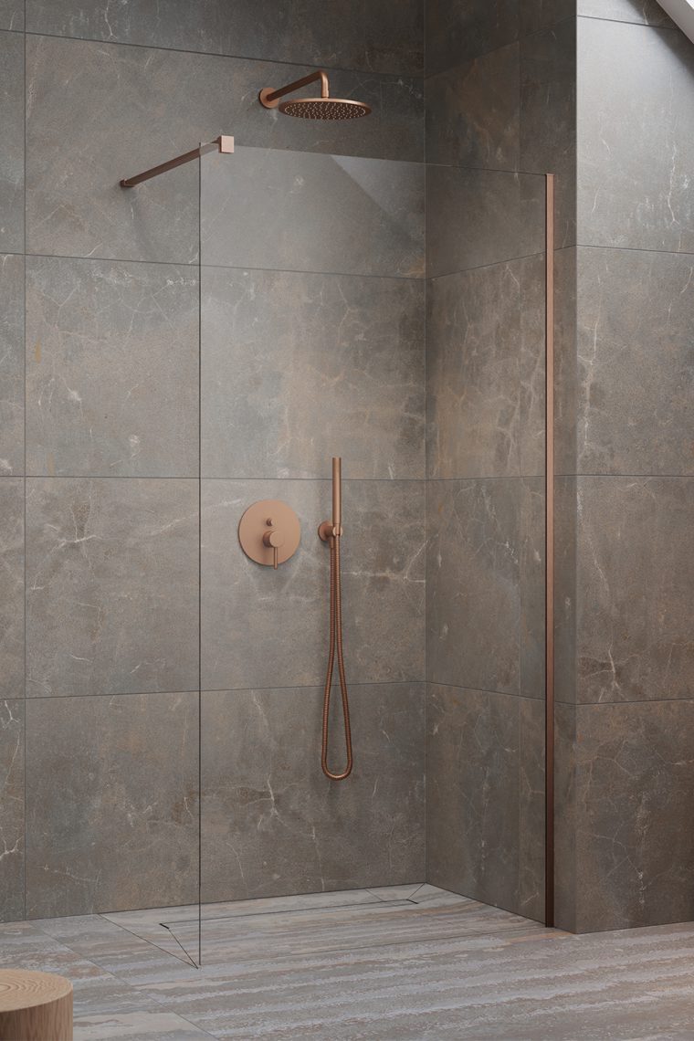 Radaway Modo New Brushed Copper II ścianka prysznicowa walk-in 90 cm miedź szczotkowana/szkło przezroczyste 389094-93-01