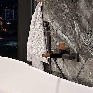 FDesign Ardesia bateria wannowo-prysznicowa ścienna różowe złoto/czarna FD1-ARD-1-25 - Wysyłka w 24h