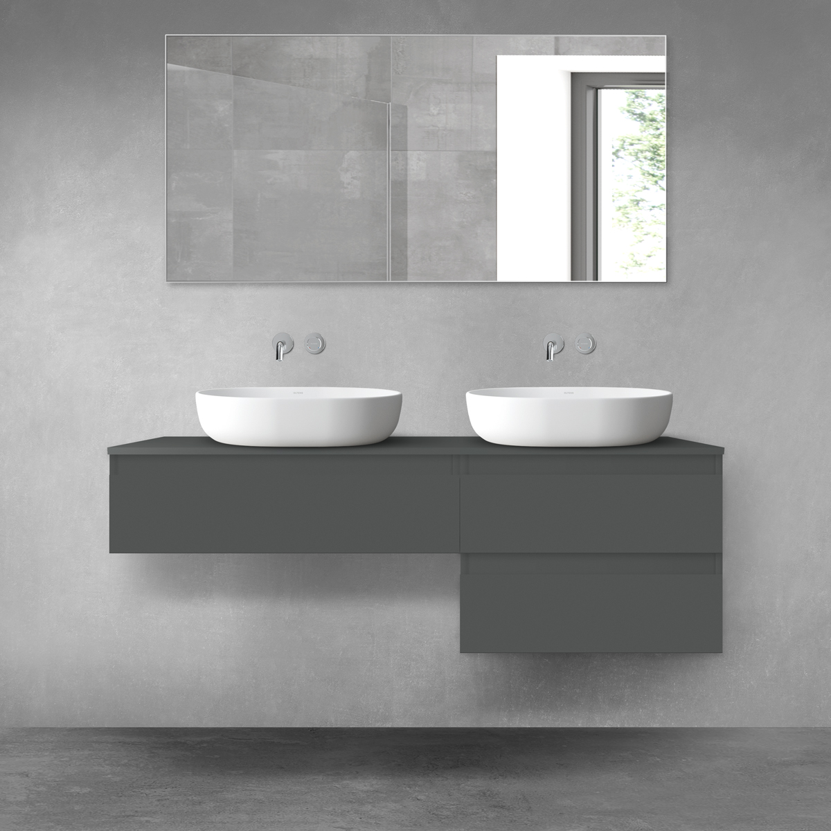 Oltens Vernal zestaw mebli łazienkowych 140 cm z blatem grafit mat 68288400 - Wysyłka w 24h