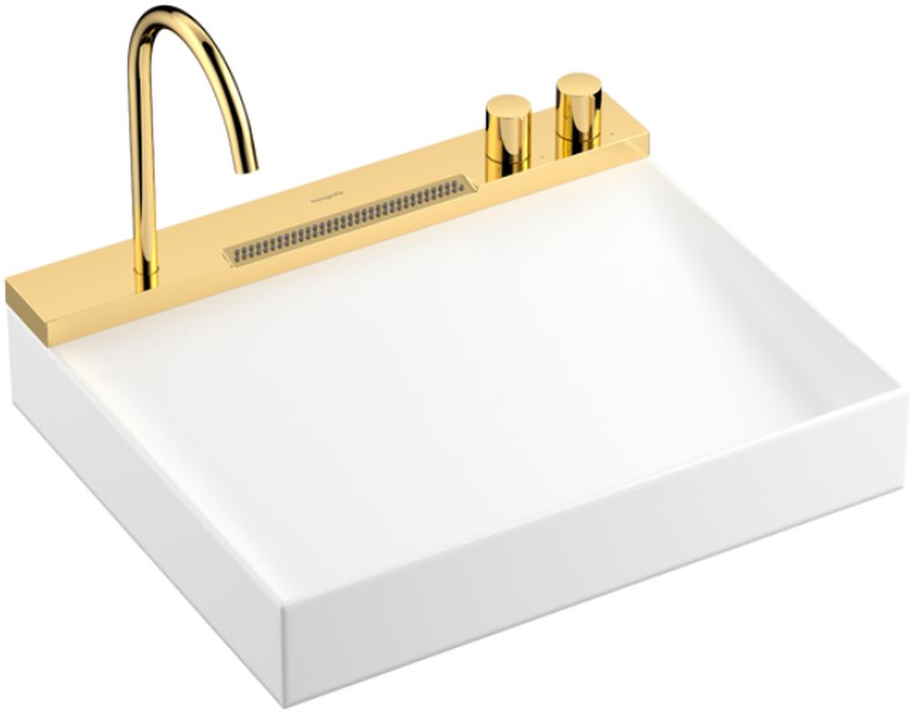 Hansgrohe Avalegra umywalka 58x47,5 cm prostokątna AquaUnit z baterią biały/złoty optyczny polerowany 22472990