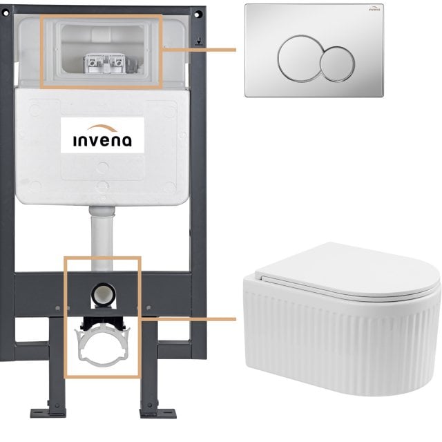 INVENA Zestaw podtynkowy 50 mechaniczny, miska GLAMOUR, deska, przyci