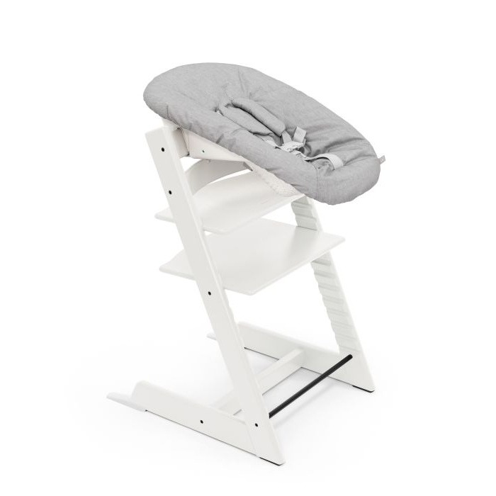 Stokke Tripp Trapp + Newborn Set - rosnące krzesełko do karmienia z zestawem dla noworodka-White-Grey