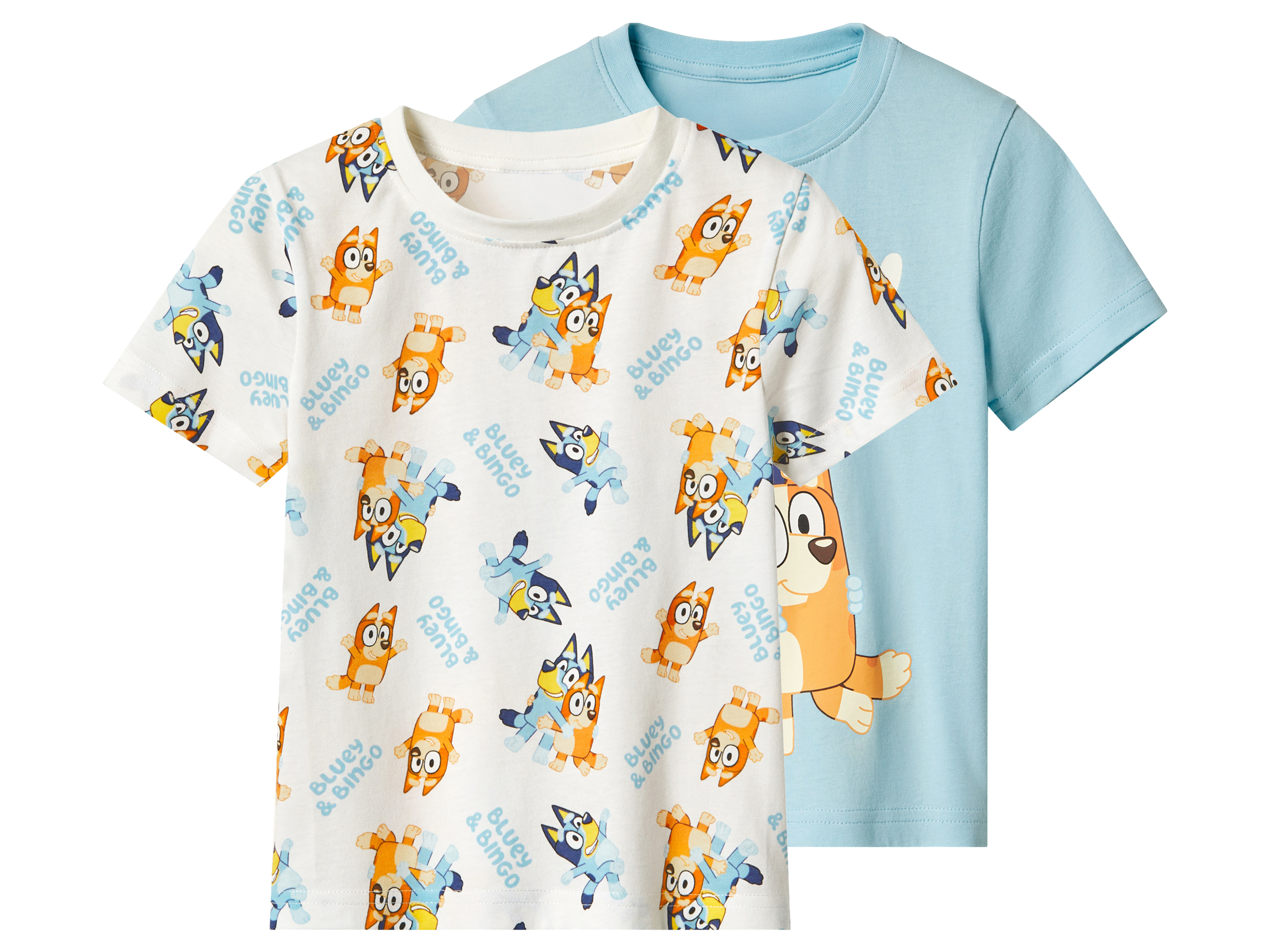 T-shirty dziecięce z bawełny, 2 sztuki Jasnoniebieski/biały, 98/104