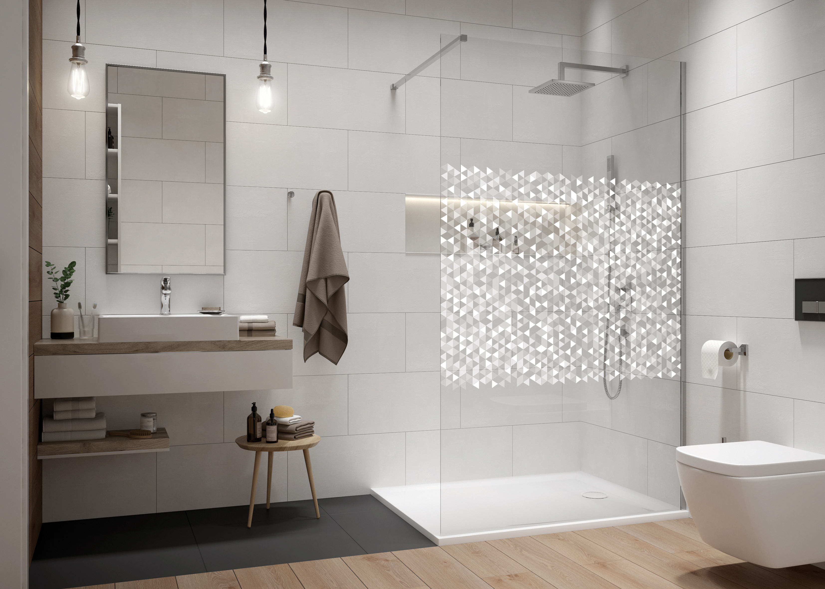 Darmowa Dostawa - Ścianka prysznicowa walk-in 100 cm srebrny połysk/szkło ze wzorem Sanplast Exa Line 600540144038151