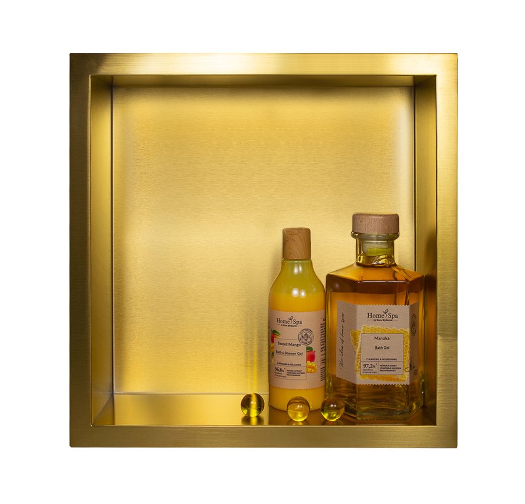 Darmowa Dostawa - Półka wnękowa 30 cm złota Balneo Wall-Box One Gold OBBR2