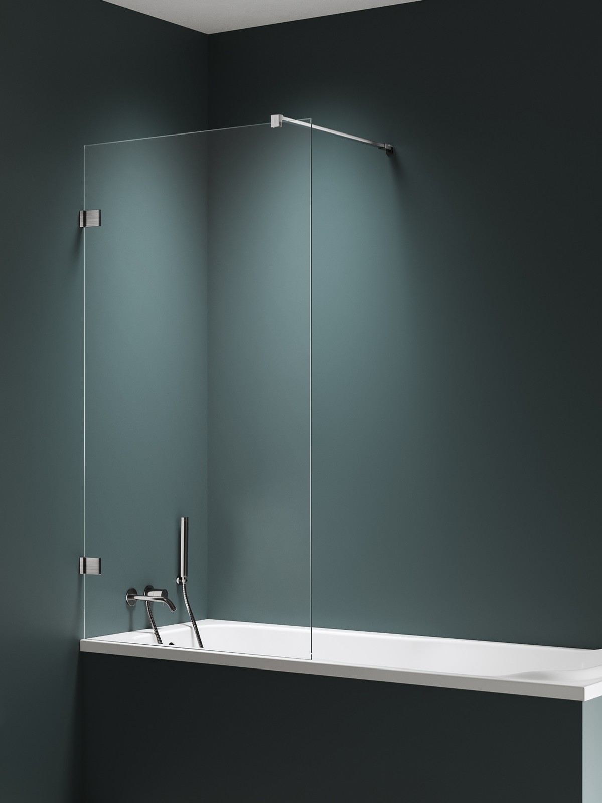Darmowa Dostawa - Parawan nawannowy 50 cm 1-częściowy szczotkowany/szkło przezroczyste New Trendy Avexa Nickel Brushed EXK8738WP