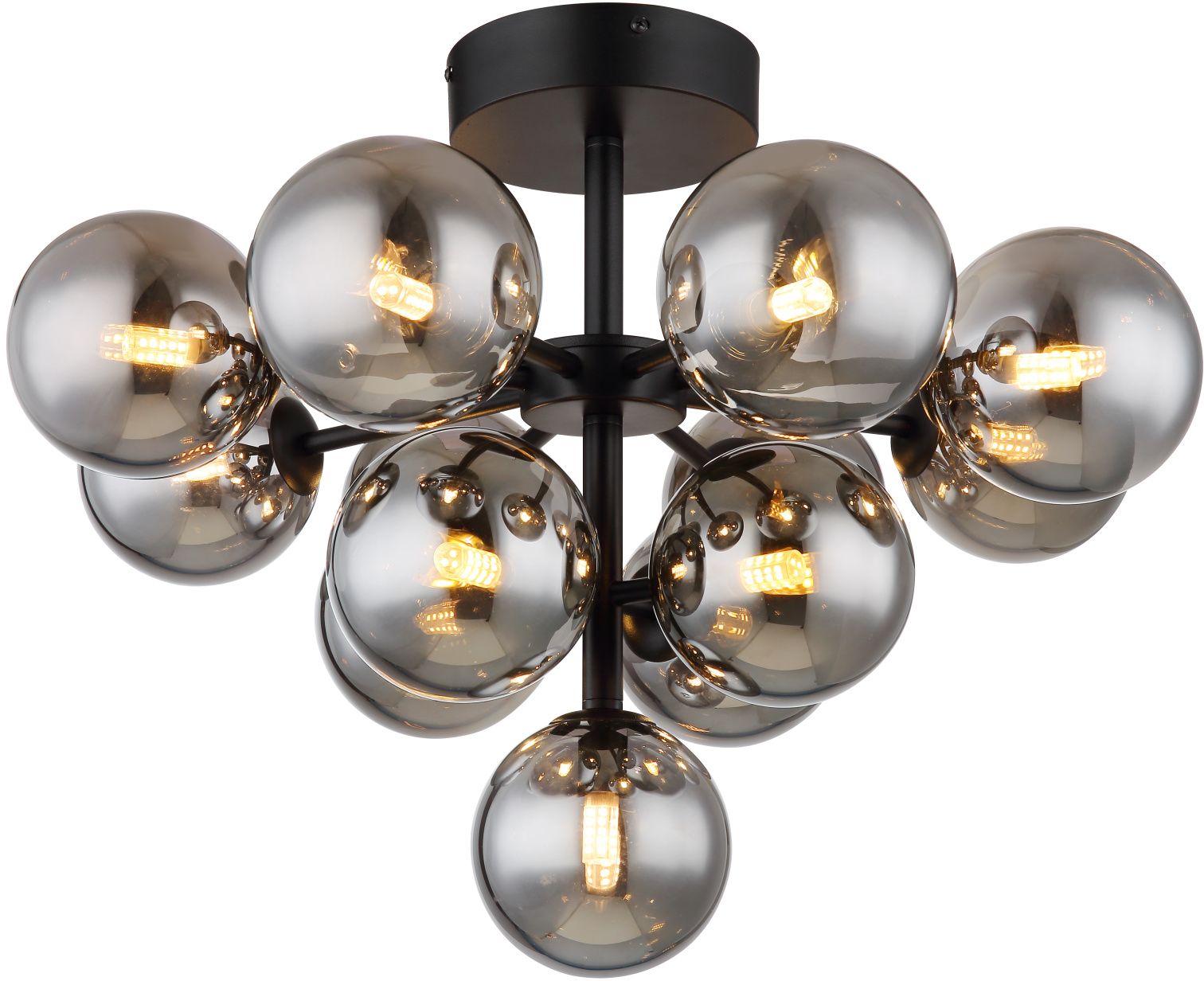 Darmowa Dostawa - Lampa podsufitowa powyżej 6x5 W czarna-przydymiona Globo Lighting Grappy 5614313D