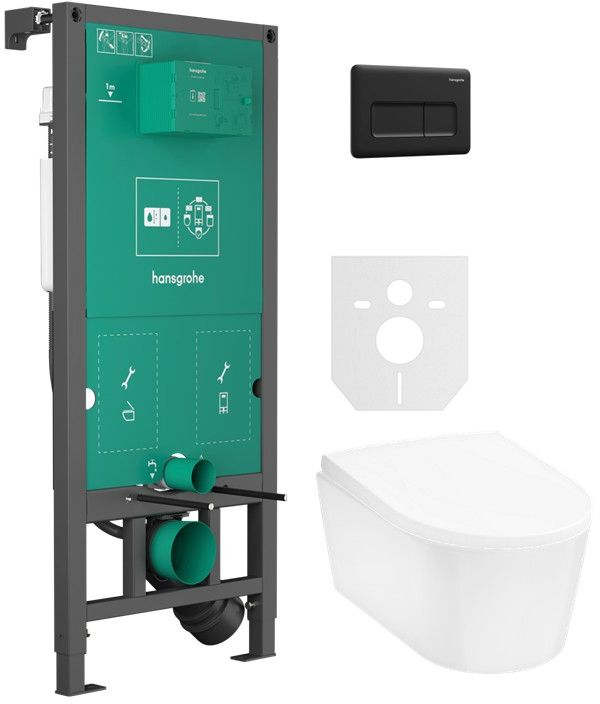 Darmowa Dostawa - Zestaw miska z deską i stelaż z przyciskiem Hansgrohe EluPura S abset12176