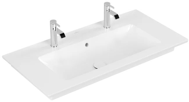Darmowa Dostawa - Umywalka 100x50 cm prostokątna ścienna-meblowa-z blatem biała Villeroy & Boch Venticello 4104AKRW