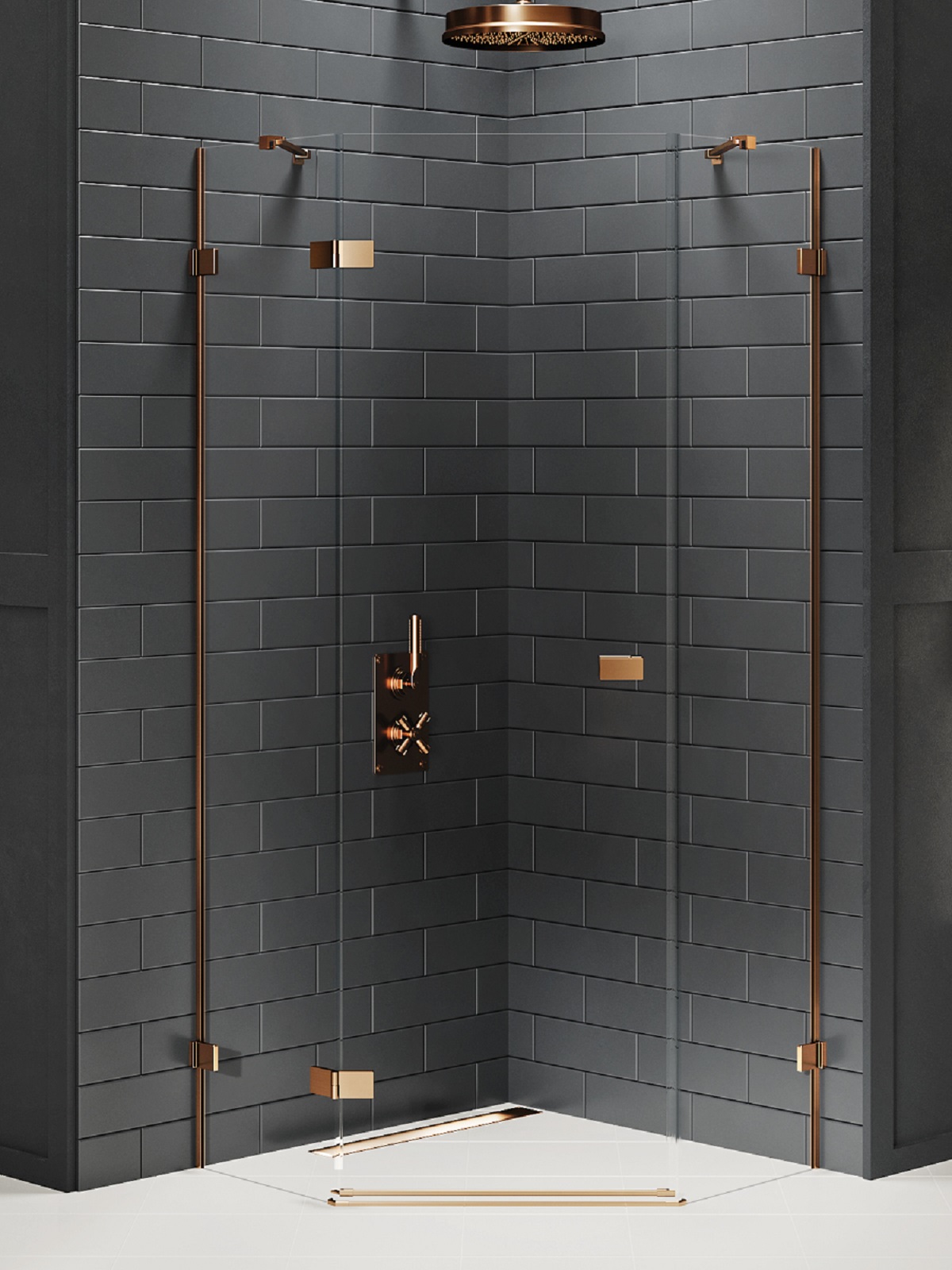 Darmowa Dostawa - Kabina prysznicowa 90x90 cm miedź szczotkowany/szkło przezroczyste New Trendy Avexa Copper Brushed EXK3820