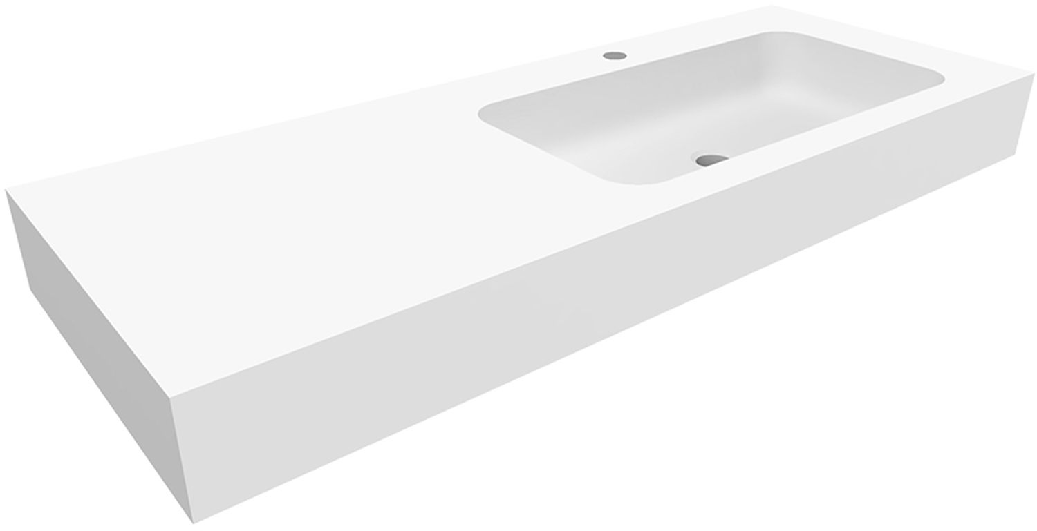 Darmowa Dostawa - Umywalka 120x45 cm prostokątna ścienna-z blatem biała Cristalstone Linea Simpla U1200MBPOT