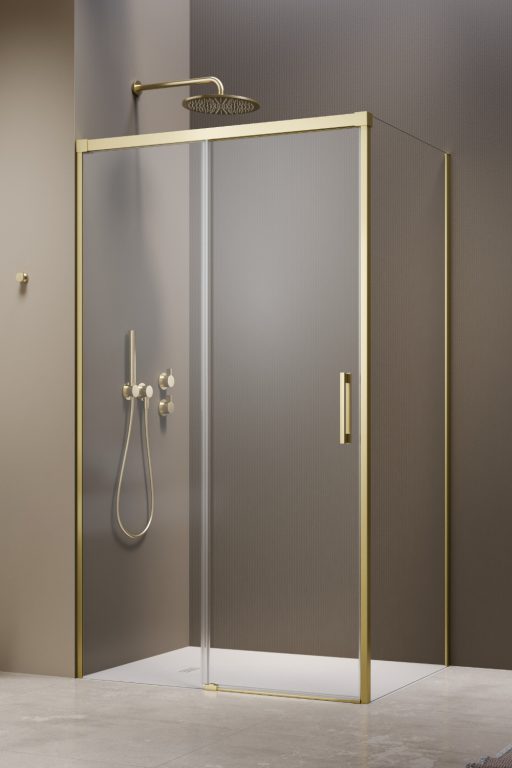 Darmowa Dostawa - Drzwi prysznicowe 62.2 cm rozsuwane złoty szczotkowany/szkło przezroczyste Radaway Furo Brushed Light Gold KDJ 101046229801L