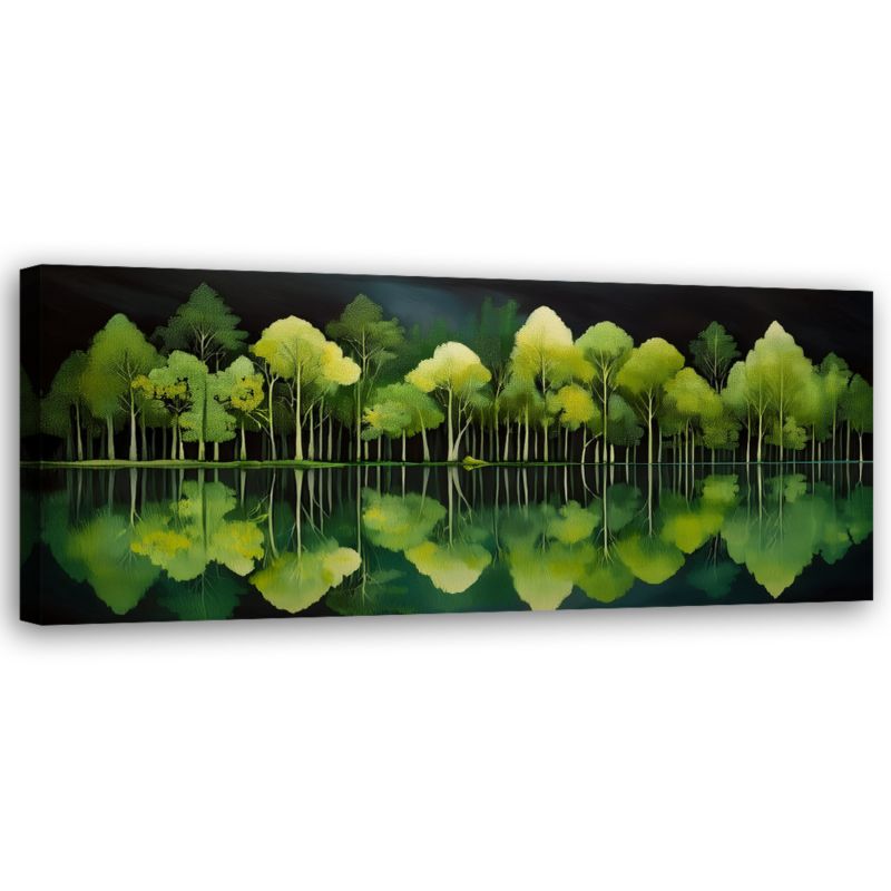 Obraz do salonu sypialni Feeby Las Natura Zielony Pejzaż 150x50 cm 1 szt