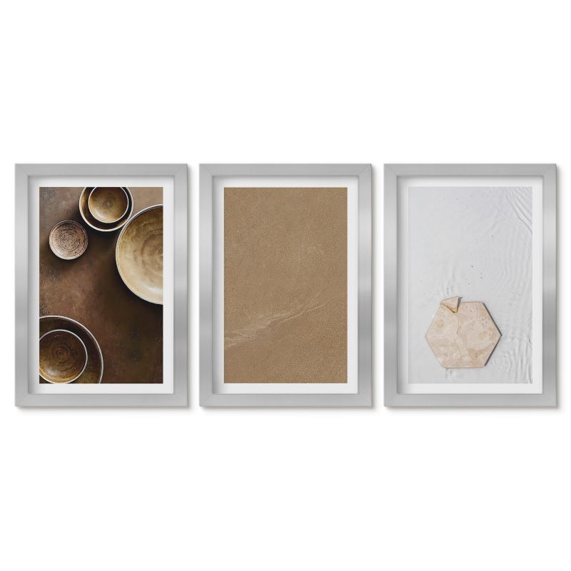 Komplet obrazów srebrna rama Tulup 20x30 cm Minimalistyczne tekstury kolory Obrazy w ramie 1 kpl