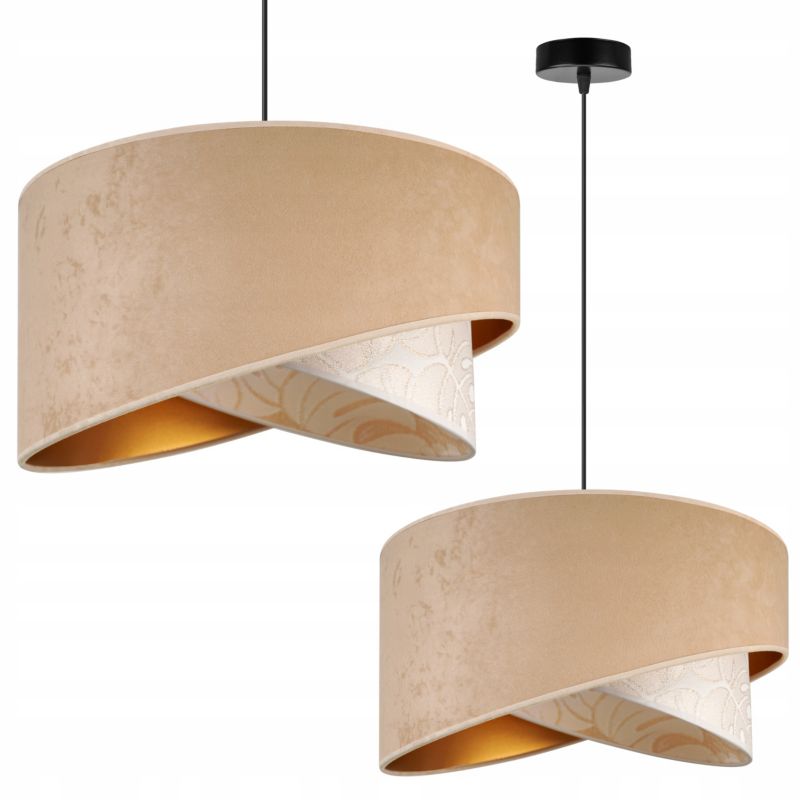 Lampa sufitowa wisząca Light Home LH Werona 1x E27 60W abażur 45cm tkanina beżowy/czarny 1szt.