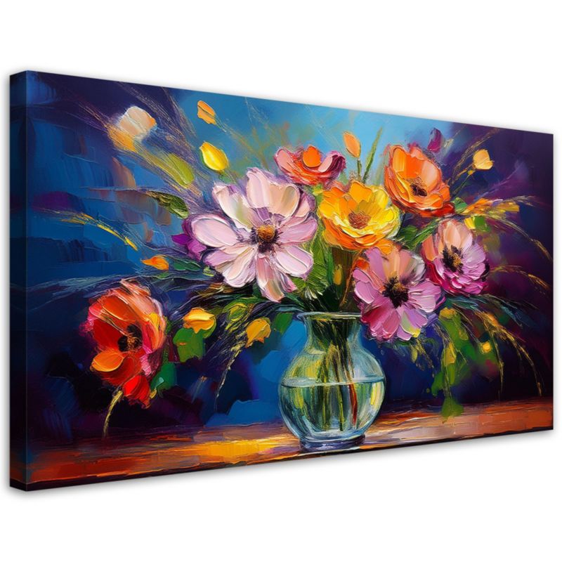 Obraz na płótnie Feeby Kolorowy Bukiet Kwiatów w Wazonie 80x40cm 1szt