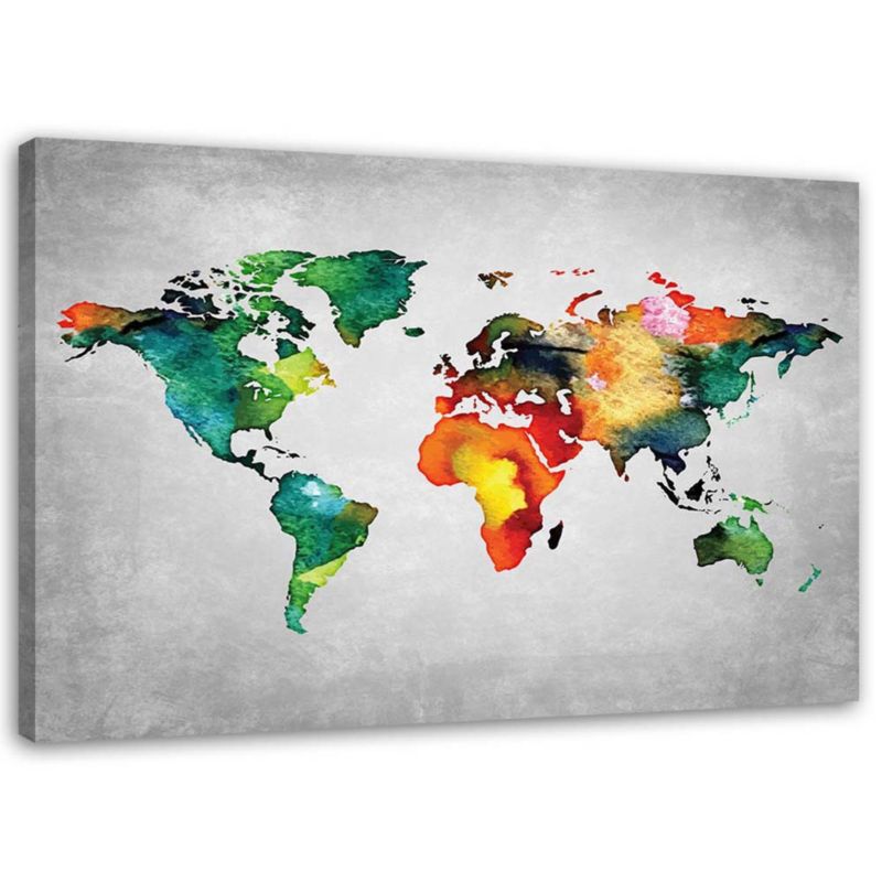 Obraz Feeby Kolorowa mapa świata na betonie 100x70cm 1szt