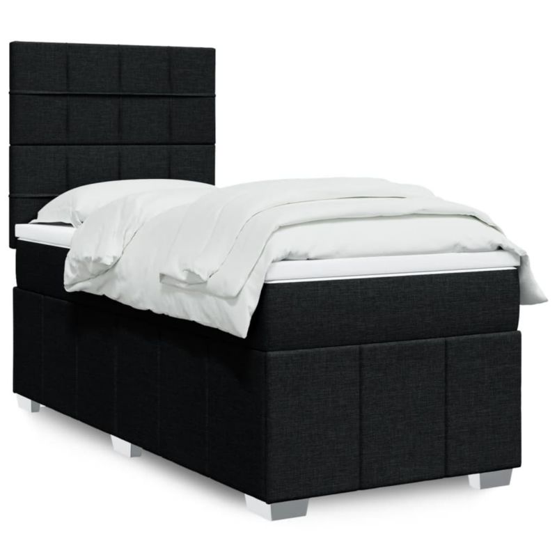 Łóżko z materacem WaszeMeble 90x190 cm Czarny tkanina WM-3291525 1 szt.