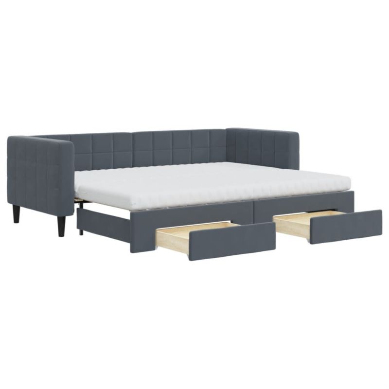 Sofa rozkładana WaszeMeble 80x200 cm Ciemnoszary aksamit z szufladami WM-3196757 1 szt.