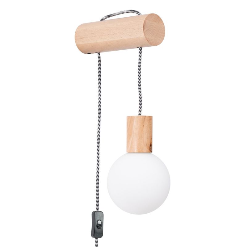 Kinkiet ścienny Sollux Lighting Nimbi naturalne drewno i czarny z włacznikiem 1 x G9 x IP20 wym: 67 x 6 x 25 cm - 1 szt.