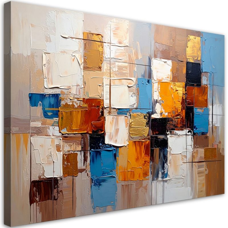 Obraz nowoczesny do salonu Feeby Kolorowa Abstrakcja Kwadraty 90x60cm 1szt